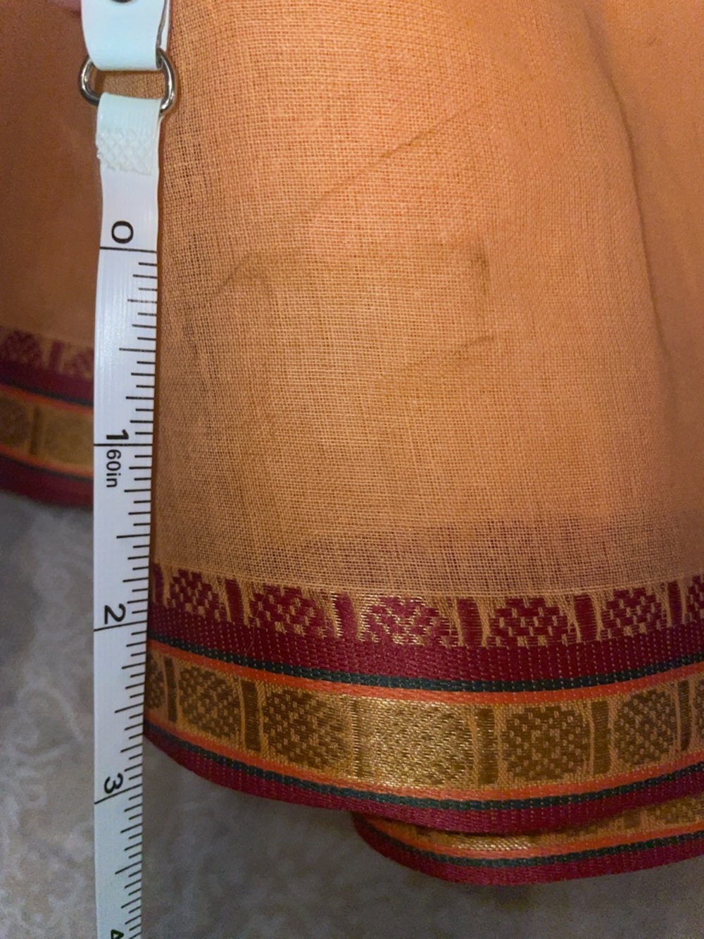 Peach Orange Cotton Saree silk trim - Picture 4 of 6